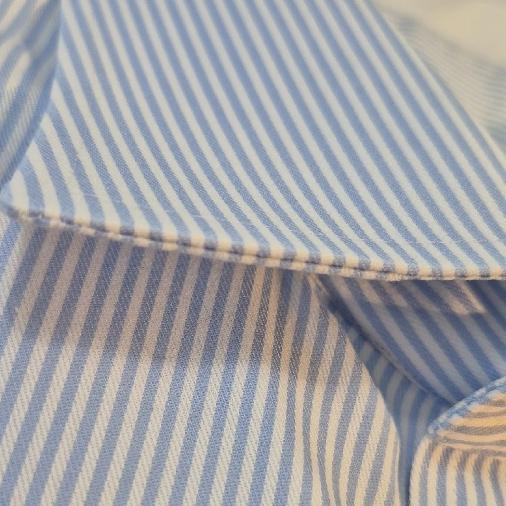 T.M.Lewin Men's Light Blue Pinstripe Dress Shirt - Picture 14 of 16